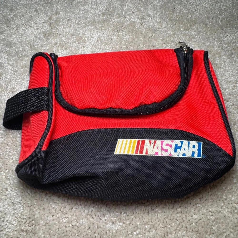 Vintage NASCAR Travel‎ Toiletry Bag Red Black Zip Pouch